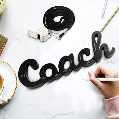Yalikop 3 Pcs Coach Gifts Football Coach Wood Sign Thank You Whistle Marker Pen Stainless Steel Whistle with Rope for Men Women Soccer Baseball Volleyball Sports Gifts - style: Elegant Style