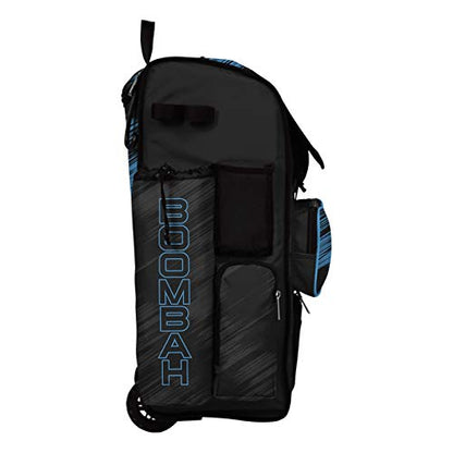 Boombah Rolling Superpack Scratch Baseball/Softball Gear Bag - 23-1/2" x 13-1/2" x 9-1/2" - Multiple Colors - Telescopic Handle and Holds 4 Bats - Wheeled Version - color: Black/Columbia Blue