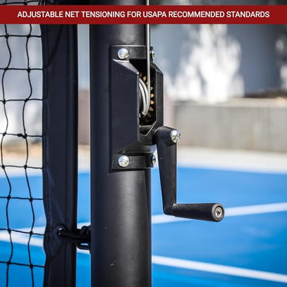 Dominator PRO Portable Pickleball Net - Heavy Duty USAPA Compliant Portable Regulation Pickleball Net - Indoor/Outdoor Aluminum Rust Proof Frame w/Adjustable Net Tension & Locking Wheels - style: Black