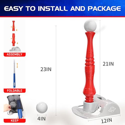 EagleStone T Ball Sets for Kids 3-5, 5-8, Tee Ball Set for Toddlers, Baseball Outdoor Toy Includes 6 Large Balls, Adjustable Teeball Batting Tee, Tball Games for Boys & Girls, Kids Ages 3-12 Years - style: Standing