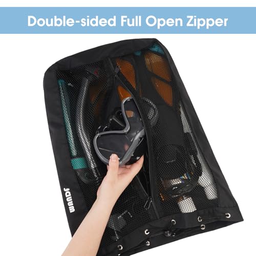 WANDF Swim Bag Mesh Drawstring Backpack Beach Backpack for Swimming, Gym, and Workout Gear - color: Black