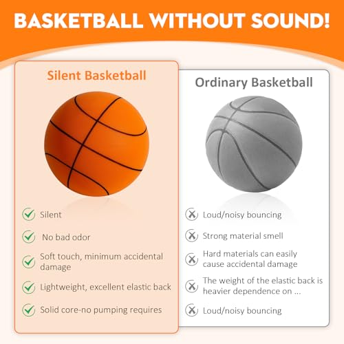 Soundless Basketball 2025 Upgrade Silent Quiet Indoor Basketball, Soft Foam No Sound Noiseless Basketballs for Various Indoor Sport Activities Training