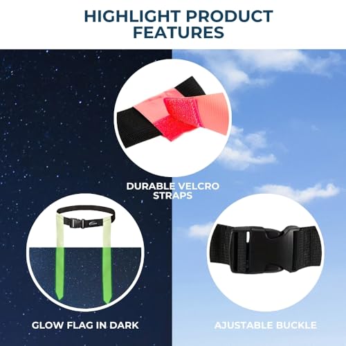 Trained Glow in the Dark Flag Football Set – 2-Man Adjustable Flag Football Belts with Flags – Outdoor Flag Football Gear
