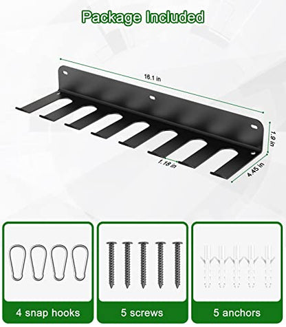 QBA Wall Mount Baseball Bat Holder, 8 Prongs Heavy Duty Metal Bat Rack, Holds 14 Bats, Bats Organizer for Dugout Fence Home Garage, Black - size: 14 Bat Rack