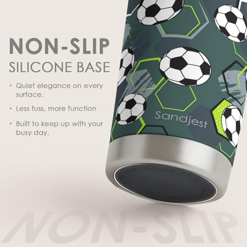 SANDJEST Soccer Tumbler Stainless Steel 20oz, Insulated Travel Coffee Cup, Sport Tumblers Gifts for Soccer Lovers, Men, Coach, Birthday, Christmas - color: Soccer 2