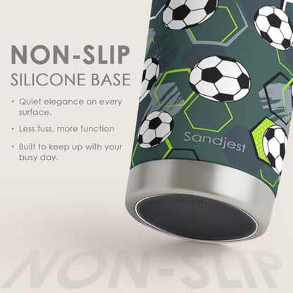 SANDJEST Soccer Tumbler Stainless Steel 20oz, Insulated Travel Coffee Cup, Sport Tumblers Gifts for Soccer Lovers, Men, Coach, Birthday, Christmas - color: Soccer 2