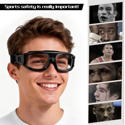 KERHAN Sports Goggles - Anti Fog Protective Eyewear for Racquetball, Basketball-Shatterproof TR90 Frame, Adjustable Strap - color: Green