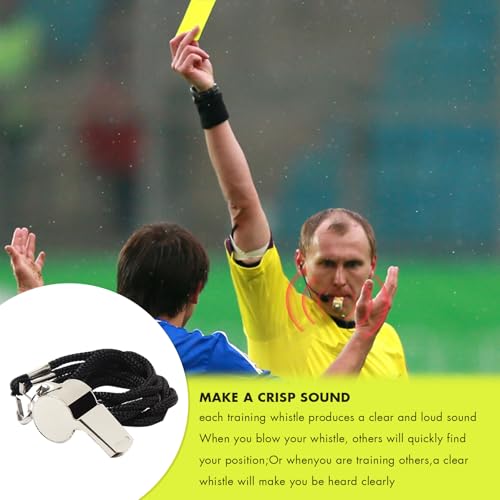 Soccer Referee Kit 2 Sets 2 Pieces Red Warning Yellow Cards with 2 Pieces Stainless Steel Referee Whistles Wallet Record Notebook Pencil