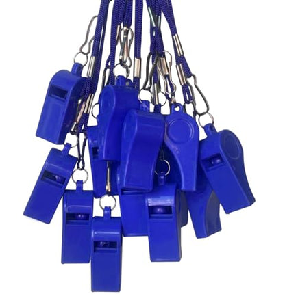 20 Pcs Plastic Loud Whistles with Lanyard for Referee Coaches Basketball Football Sports Training Game Event Lifeguard Survival Emergency Fun School Kids Tool Set Suppliers - color: Blue