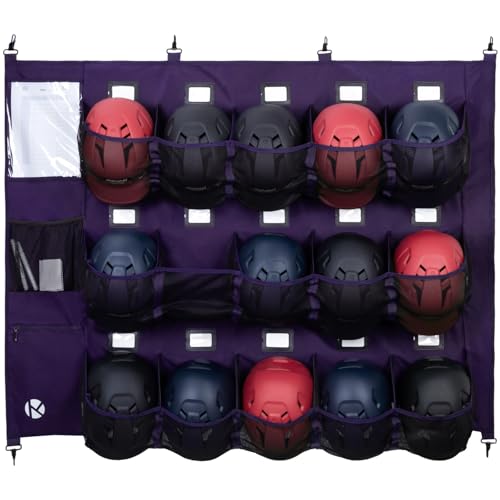 KAVIGOR Baseball/Softball Dugout Organizer - 15+ Helmet & Glove Storage Bag, Military-Grade 900D Fabric & 6 Reinforced Steel Hooks - color: Purple