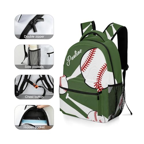 Baseball Sport Forest Personalized School Backpack for Teen Kid-Boy/Girl Primary Daypack Travel Bookbag - color: Option 23