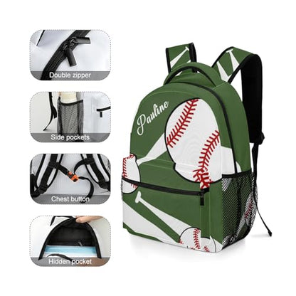 Baseball Sport Forest Personalized School Backpack for Teen Kid-Boy/Girl Primary Daypack Travel Bookbag - color: Option 23