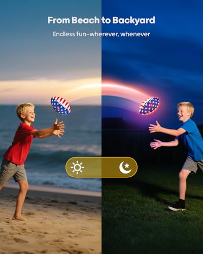 QPAU Glow in the Dark Football – Size 3 for Kids Ages 6-12, Strong Grip Light Up Night Game Ball, Backyard Camping Outdoor Toy, Pump and Batteries Included, Birthday for Boys Girls