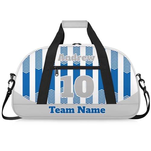 Basketball Soccer Gifts for Boys Girls - Custom Sports Duffle Bag, Personalized Name & Team Bag, Water-Resistant Gym Bag for Basketball, Soccer, Volleyball | Y-Cyan Grey - color: Y-Cyan Grey