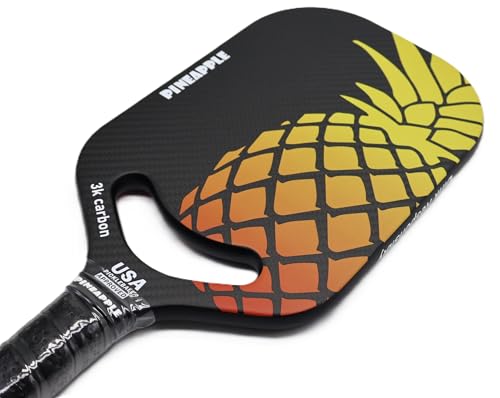 Pickleball Paddle – Edgeless 3K Carbon Fiber Face, 16MM Honeycomb Core, Lightweight 8oz – Elongated Shape for Spin & Control – Pineapple Pickleball