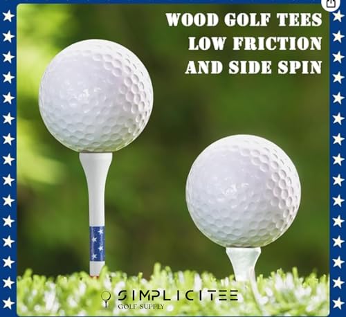 SIMPLICITEE USA Flag Bamboo Golf Tee - 3-1/4" - 100 Count