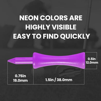 Amy Sport Golf Castle Tees Plastic Consistent Height 2 1/4 Inch Value 100 Pack, Unbreakable Step Down Reusable Tee for Par 3 Holes Practice in Orange Pink Purple - color: Purple