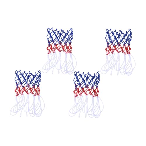 NOLITOY 4pcs Tricolor Basketball Nets Replacement Professional Nylon Mesh Competition Ball Net Heavy Duty Basketball Rim Accessories for Indoor Outdoor Court Use