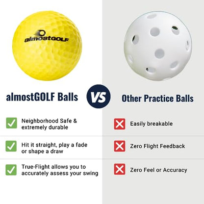 ALMOSTGOLF Limited Flight Practice Foam Golf Balls – Realistic Spin, Trajectory, & Accuracy Training - size: 10 Balls