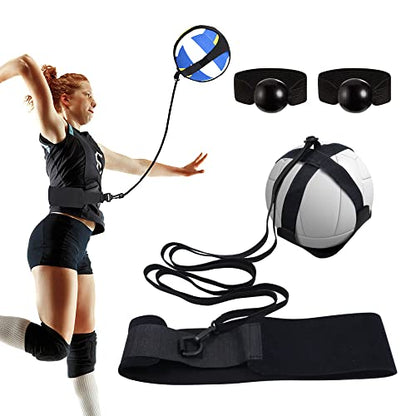 Volleyball Training Equipment Aid, Solo Serve and Spike Trainer, Elastic Volleyball Resistance Belt for Beginners and Pro, Adjustable Elastic Cord and Waist Strap
