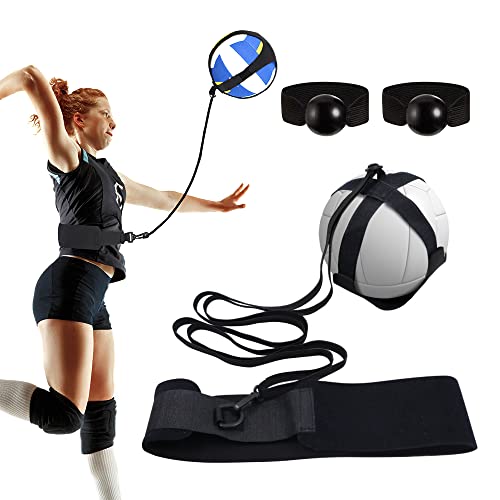 Volleyball Training Equipment Aid, Solo Serve and Spike Trainer, Elastic Volleyball Resistance Belt for Beginners and Pro, Adjustable Elastic Cord and Waist Strap