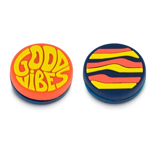 Get A Grip Tennis Dampeners – Vibration Dampener for Tennis Rackets – Shock Absorbing, Reduce String Vibration & Improve Feel – Fun, Colourful, Retro Designs – Tennis Accessories Gift - color: Good Vibes Only