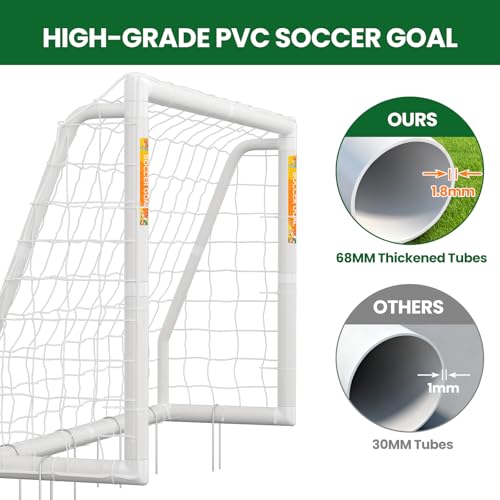 NAIZEA Soccer Goal - 12x6/10x6/8x6/6x4FT Soccer Goals for Backyard, Portable & Weatherproof HPVC Soccers Goal w/Soccer Net Durable Post for Adults & Youth Outdoor's Practice Training - size: 6x4 FT, style: Foldable