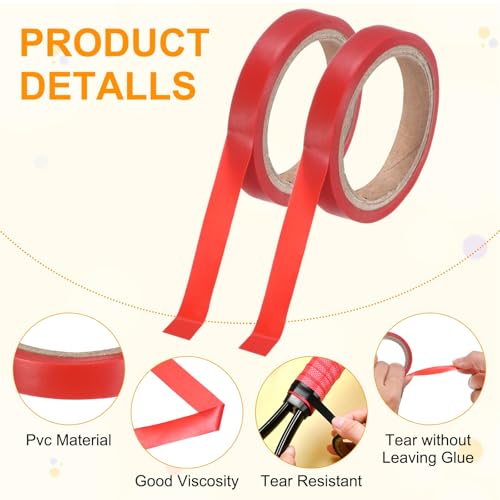 M METERXITY Grip Finishing Tape PVC Racket Wrap Grip Racquet Finishing Tapes for Pickleball/Racquetball - color: Red