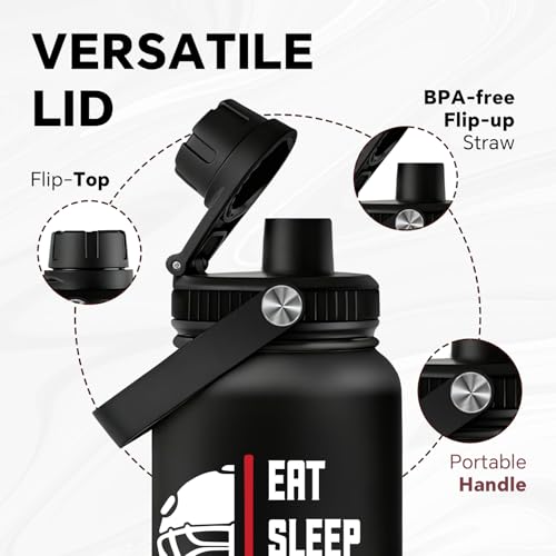 Fufandi Hockey Gifts for Men - Hockey Mom Gifts, Gift Hockey Player for Men Boy - Hockey Lover Sports Love Travel Water Bottle 32oz - color: Hockey Black