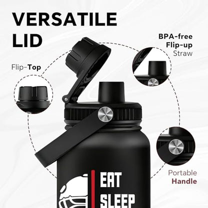 Fufandi Hockey Gifts for Men - Hockey Mom Gifts, Gift Hockey Player for Men Boy - Hockey Lover Sports Love Travel Water Bottle 32oz - color: Hockey Black