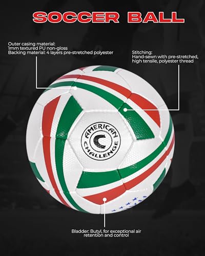 Torino Professional Training Soccer Ball – Hand Sewn Match & Practice Soccer Ball for Grass, Turf & Indoor Surfaces – Sizes 2, 3, 4 & 5