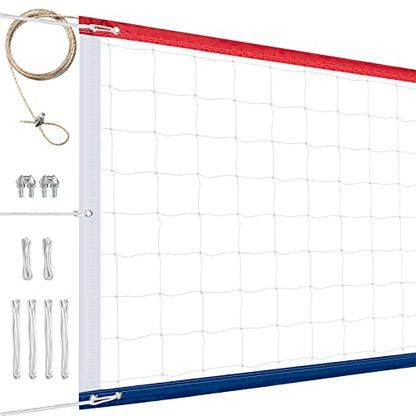 Professional Volleyball Net Outdoor Heavy Duty, Upgraded Weather Resistance, Lengthened Aircraft Steel Cable, Thicker Sides Tapes, for Indoor Outdoor Sports- 32x3FT (Net Only)