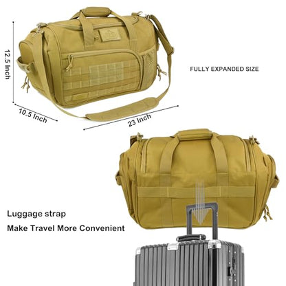 APRlLBAY Gym Bag Large Size 43L Training Bag Traveling With Luggage Strap Equipment Bag Tactical Military Duffel for Men&Women Basketball Football Weekender,Sports Bag Sturdy (Khaki)
