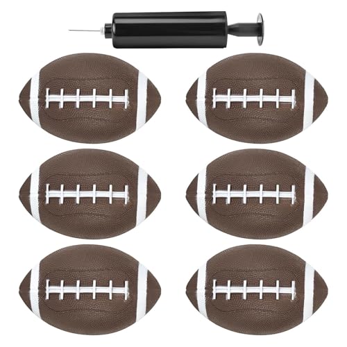 Shindel 6PCS Mini Inflatable Football, 6.3 inch Waterproof Footballs Toys for Kids Perfect Outdoor and Indoor Games, Football Party Favors - color: Brown