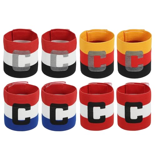 MECCANIXITY Soccer Captain Armband, Captain Arm Bands for Soccer Elastic Captain C Arm Band Sports Captain Armbands for Football Team Training Youth & Adult - color: Red/Orange/Black/Blue