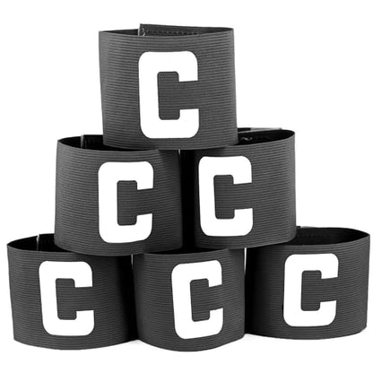 Captain's Armband Soccer Football Rugby Captain Armbands for Youth and Adult,Anti-Drop Design - Pack of 6 - color: 6 Black