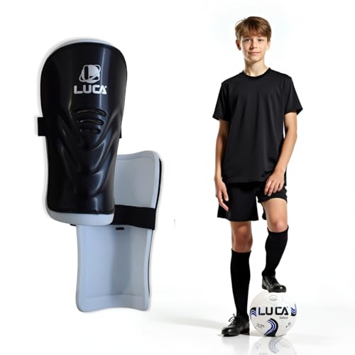 LUCA Sports Soccer Shin Guards for Youth & Adults - Superlight Shin Guards for Boys, Girls, Men & Women - (2) Shinguard Set - color: black, size: Medium