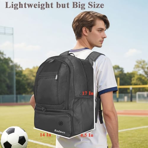 Soccer Bag, Basketball Backpack, Sports Equipment Bag with Shoes and Ball Compartment Holds Sneaks, Helmet, Basketball, Football, Vollyball, Gloves - color: Full Black