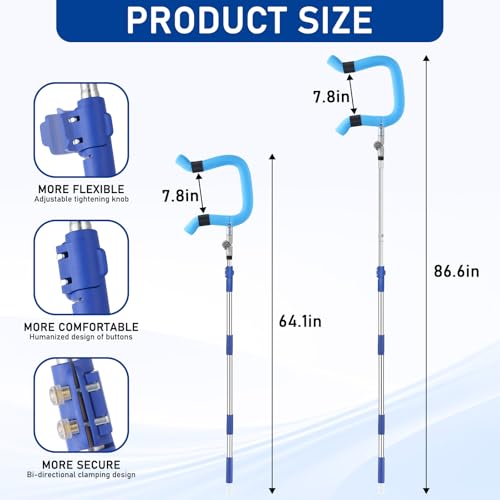 Volleyball Spike Trainer - Retractable Height 64.1-86.6 Inches, Real Ball Feel Hitting Tool for Spiking/Jumping/Serving - Lightweight Non-Slip Durable for All Levels (No Ball)