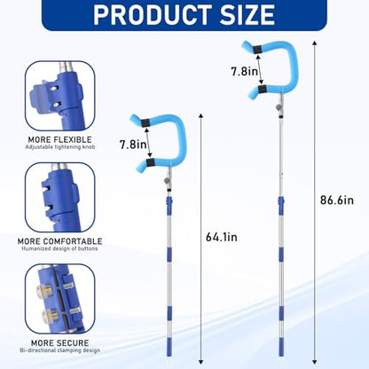 Volleyball Spike Trainer - Retractable Height 64.1-86.6 Inches, Real Ball Feel Hitting Tool for Spiking/Jumping/Serving - Lightweight Non-Slip Durable for All Levels (No Ball)