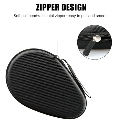 MiOYOOW Table Tennis Racket Case, Hard Shell Ping Pong Storage Bag Ping Pong Paddles Case with Zipper Can Hold 2 Short-Handled Rackets or 1 Long-Handled Racket