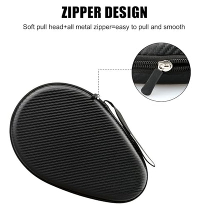 MiOYOOW Table Tennis Racket Case, Hard Shell Ping Pong Storage Bag Ping Pong Paddles Case with Zipper Can Hold 2 Short-Handled Rackets or 1 Long-Handled Racket