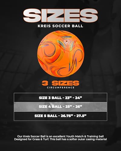 Kreis Soccer Ball – Professional Training Soccer Ball for Grass Fields – Durable TPU Machine Stitched Soccer Balls – Sizes 3, 4 & 5 – Outdoor Practice & Match Play