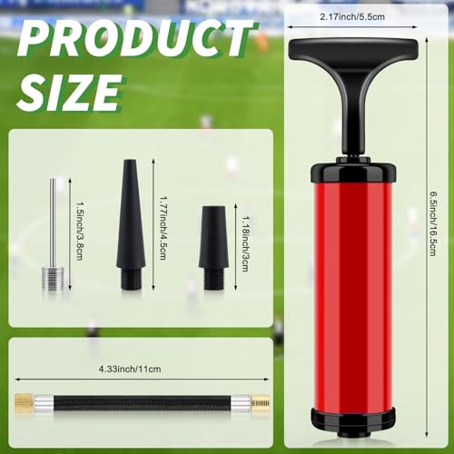 100 Sets Ball Air Pump Bulk for Sports Balls Include Needle Nozzle Extension Hose Hand Inflation Kit for Basketball Soccer Football Volleyball Balloon, Operation Bulk Christmas Child Items Gifts - color: Red