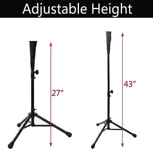 Portable Baseball Batting tee, Adjustable Tripod Tee, Set Includes 1set Batting tee, 3pcs Practice Balls, 1pc Draw-String Carry Bag