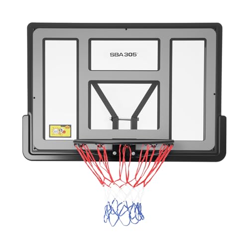 Wall Mounted Indoor Basketball Hoop Set, 44"x30" Basketball Backboard & Professional Rim Combo with Reinforced Wall Mount Bracket and Net for Indoor Outdoor Basketball Training