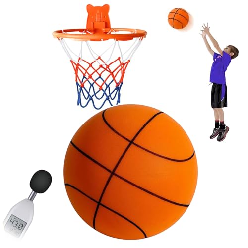 Silent Basketball, Dribble Dream Silent Basketball and Hoop Set, Foam Basketballs No Noise, Silent Ball Dribbling Indoor, Training Ball for Indoor Activities (No.5-25.3")