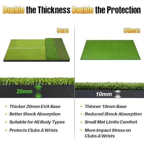 Golf Hitting Mat 6x4ft Golf Mats Practice Indoor Outdoor with 20mm EVA Base Golf Practice Mat with 9 Hitting Holes Ideal for All Levels