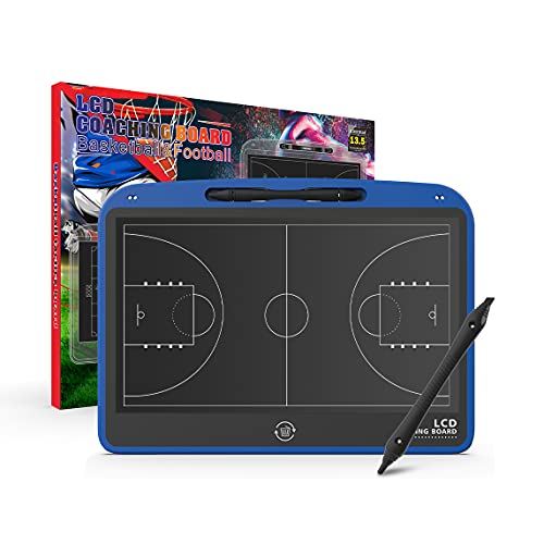13.5'' Electronic Football Tactical Board, Basketball Coaching LCD Soccer Strategy Board With Stylus Pen, Marker Training Writing Tablet Coach Gifts - color: Basketball Blue