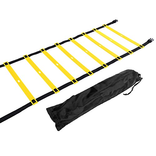 Agility Ladder Speed Training Ladder Footwork, with Adjustable Flat Rungs Nylon Strap and Ground Nails for Soccer Football Fitness Speed Training - color: 8 meters 16 knots